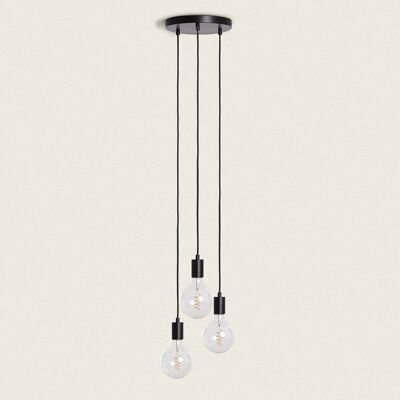 Ledkia Pendant Lamp 3 Spotlights Metal Cascade Black