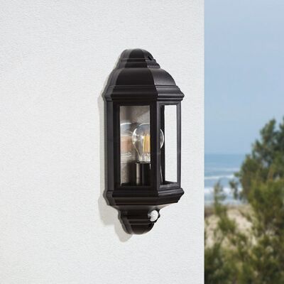 Ledkia Aplique de Pared Exterior Newquay con Sensor Crepuscular Negro