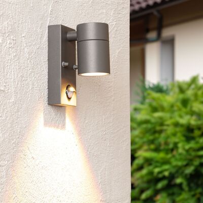 Ledkia Stainless Steel Outdoor Wall Light with PIR Sensor Stone Anthracite