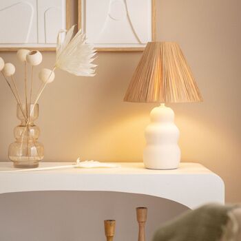 Ledkia Lampe de Table en Céramique Ulan Blanc 3