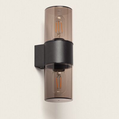 Lampada da parete per esterni Ledkia in alluminio, due faretti Solok, colore nero