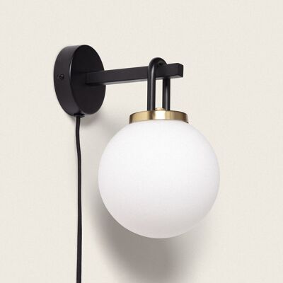 Ledkia Metal and Glass Wall Lamp Arnor Black