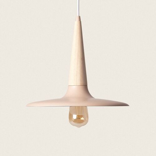 Ledkia Lámpara Colgante Metal y Madera Bekasi Beige