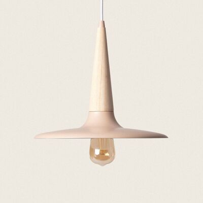 Lampada a sospensione Ledkia in metallo e legno Bekasi Beige