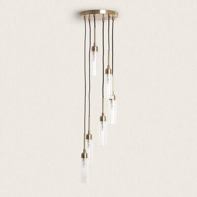 Ledkia Metal and Glass Pendant Lamp Sest Iraide Golden