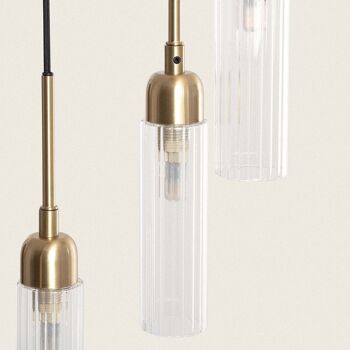 Lampe à Suspension Ledkia en Métal et Verre Sest Iraide Doré 4