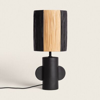 Ledkia Tyler Black Ceramic and Raffia Table Lamp