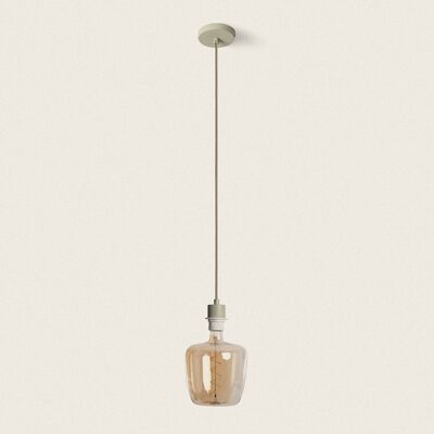Ledkia Support with Lamp Holder for Pendant Lamp with Textile Cable Green Khaki Green
