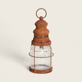 Ledkia Lampe de Table LED Lanterne en Métal Rouillé Blanc Chaud 2700K 1