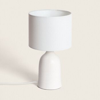 Lampe de table Ledkia Barva en céramique et tissu blanc 1