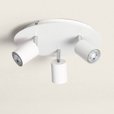 Ledkia Lámpara de Techo Circular Orientable Metal 3 Focos Whitstable Blanco