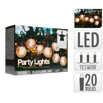 Guirlande LED d'extérieur Ledkia de 20 Benicadell 12 Ampoules.5m Blanc Chaud 2700K 2