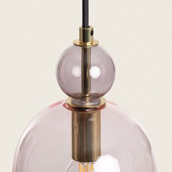 Lampe à suspension Ledkia en métal et cristal Mono-Baudelaire Rose 2