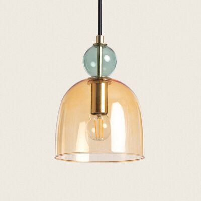 Ledkia Metal and Glass Pendant Lamp Mono-Baudelaire Amber