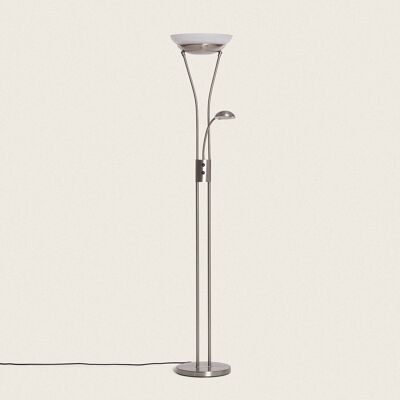 Ledkia Floor Lamp with Reading Light Metal Ethan Silver
