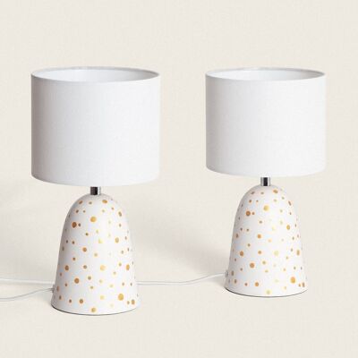 Ledkia Pack of 2 Argua Ivory Ceramic and Fabric Table Lamps