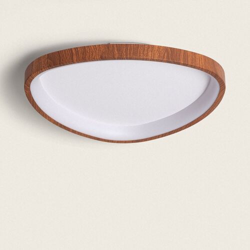 Ledkia Plafón LED 20W Ovalado Metal Ø420 mm CCT Seleccionable Owen Madera