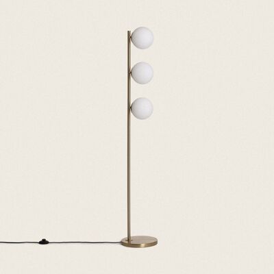 Lampada da Terra Ledkia in Metallo e Cristallo Moonlight Ottone 3 Faretti Dorati