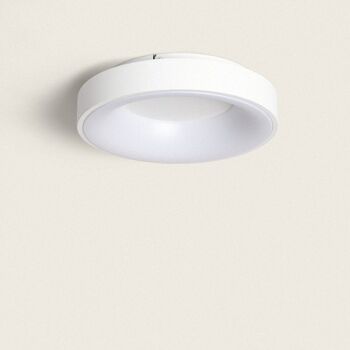 Plafonnier LED Ledkia 30W Circulaire Métal Ø380 mm CCT Sélectionnable Jacob Blanc 1