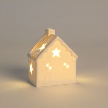 Ledkia Maison de Noël LED en céramique avec batterie Bianca Blanc 4