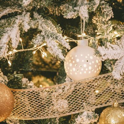 Ledkia LED Porcelain Christmas Ball with Battery Estella White