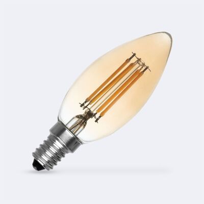 Ledkia Ampoule à Filament LED E14 6W 720 lm Intensité Variable C35 Bougie Or Blanc Chaud 2700K