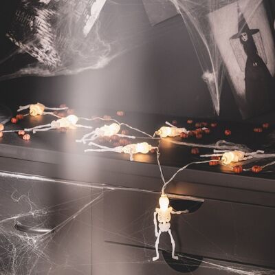Guirlande LED squelette Halloween Ledkia avec 1 pile.65m Blanc Chaud 2700K