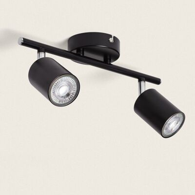Ledkia Adjustable Ceiling Lamp Metal 2 Spotlights Albus Black