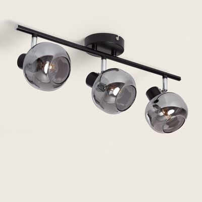 Ledkia Adjustable Ceiling Lamp Metal and Glass 3 Spotlights Romsy Transparent