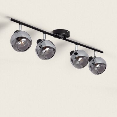 Ledkia Adjustable Ceiling Lamp Metal and Glass 4 Spotlights Romsy Transparent