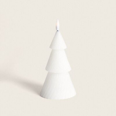 Ledkia Candela LED Albero di Natale in Cera Naturale con Batteria 15 cm Bianca