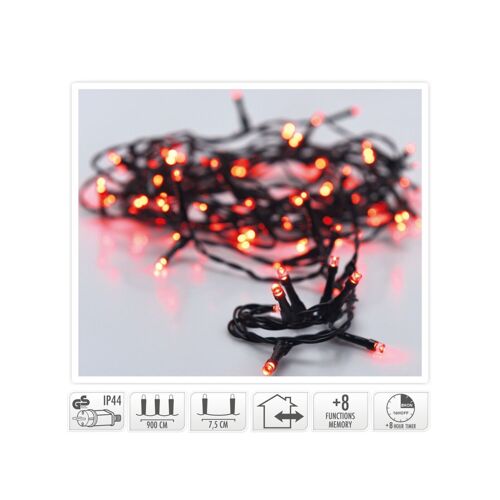 Ledkia Guirnalda Exterior Cable Negro LED Rojo 9m Rojo