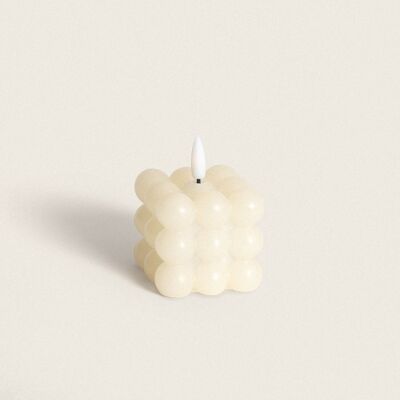 Ledkia Square Natural Wax LED Candle with Battery 5.8cm Ivory
