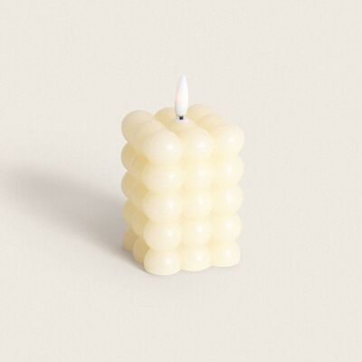 Ledkia Square Natural Wax LED Candle with Battery 8.8cm Ivory