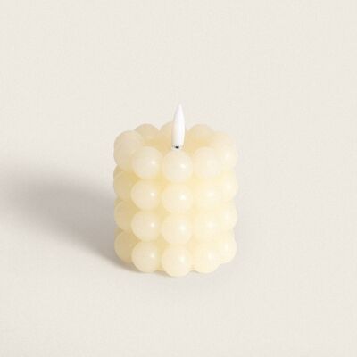 Ledkia Circular Natural Wax LED Candle with Battery 7.5cm Ivory