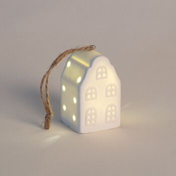 Ledkia Maison de Noël LED en céramique avec batterie Zedna Blanc 4