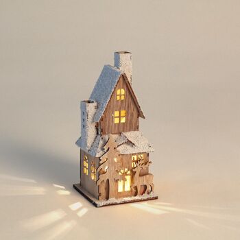 Ledkia Maison de Noël LED Bois 20 cm Surmah Marron 2