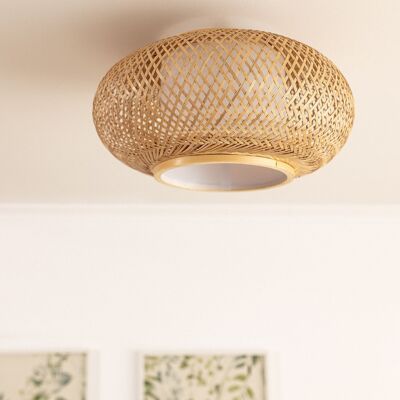 Ledkia Circular Bamboo Ceiling Light Ø400 mm Denia Natural
