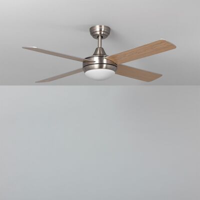 Ventilatore da soffitto a LED TechBrey in legno di nichel blu marino da 132 cm, motore CC