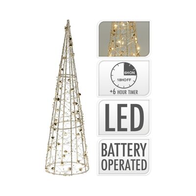 Ledkia LED-Weihnachtsbaum mit Batterie, 60 cm, Gylden, Warmweiß 2700 K