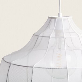 Ledkia Lampe à Suspension Ayla en Métal et Tissu Blanc 2