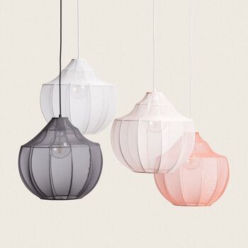 Ledkia Lampe à Suspension Ayla en Métal et Tissu Blanc 5