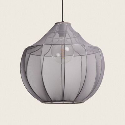 Ledkia Lampe à Suspension Ayla en Métal et Tissu Gris Fumée