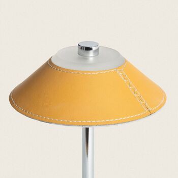 Ledkia Lampe de Table LED Portable 3W Cuir et Métal avec Batterie Rechargeable USB Limer Moutarde 3