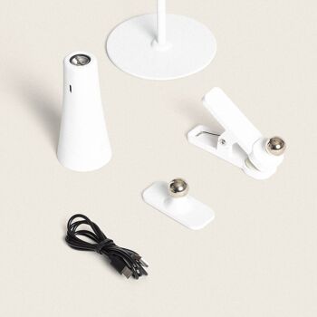 Ledkia Lampe de Table LED 3W Portable en Métal avec Batterie Rechargeable USB Bysta Blanc 8
