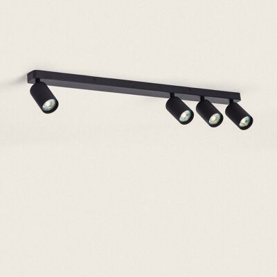 Ledkia Aluminum Ceiling Light Breixo 4 Spotlights Black