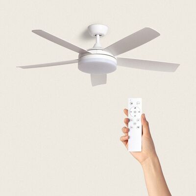 TechBrey Patroclo White Silent Ceiling Fan 106cm DC Motor with Light, Remote Control, Wifi: Yes
