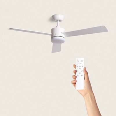 TechBrey Fleves Ventilatore da soffitto silenzioso 132 cm Motore CC bianco, Pale: Bianco, con luce, Controller da parete + telecomando, Wifi: No