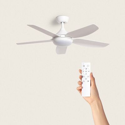 TechBrey Dokós Silent Ceiling Fan 122cm White DC Motor, Blades: White, With Light, Wall Controller + Remote, Wifi: No