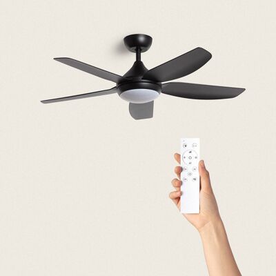 TechBrey Dokós Ventilatore da soffitto silenzioso 122 cm Nero Motore DC, Pale: Nero, Con luce, Telecomando, Wifi: No